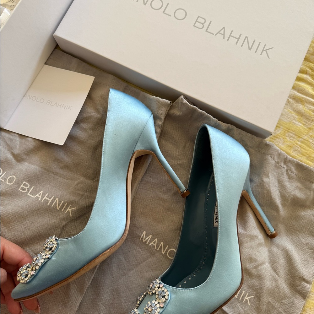 Manolo Blahnik Sky Blue Crystal Heels - Picture 4 of 6